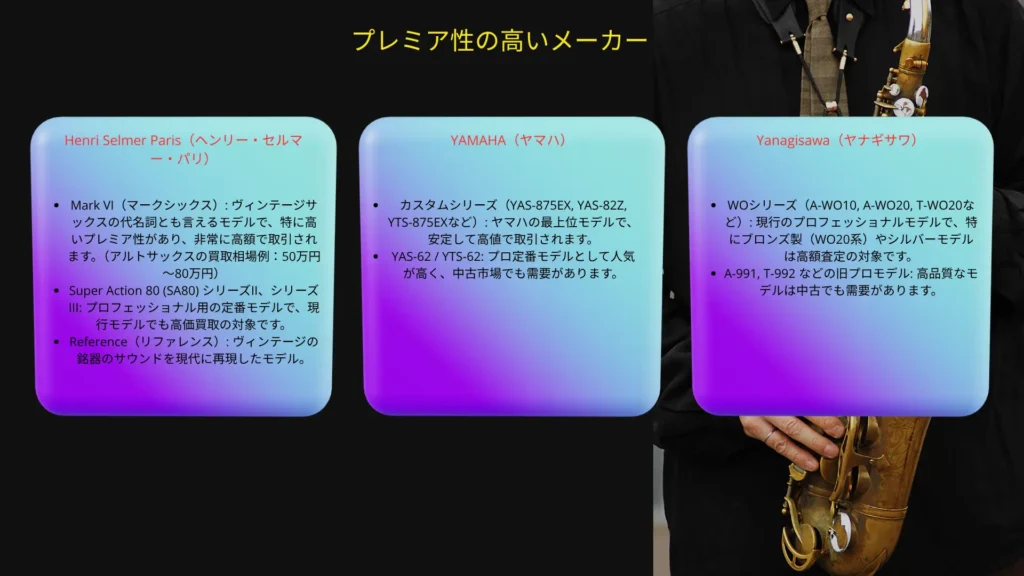サックス・クラリネットなどの管楽器プレミア性の高いメーカー